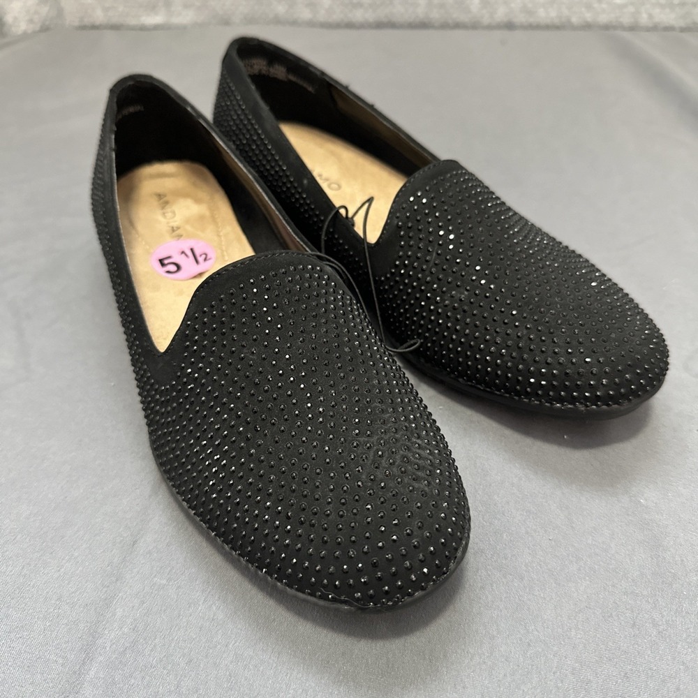 Andiamo Women's US 5.5 Shoes Slip On Black Studded Loafers